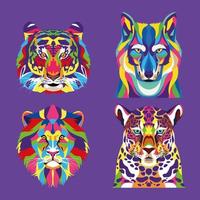 bundle of four animals wild life full color vector