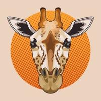 giraffe animal wild head character in dotted background vector