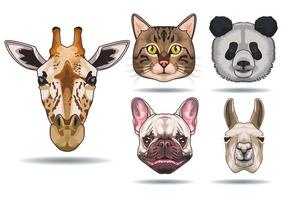 bundle of five animals domestics and wild icons vector