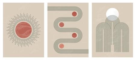 Set of Mid century modern minimalist art prints vector