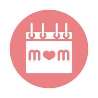 mothers day calendar reminder date celebration block style icon vector