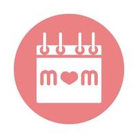 mothers day calendar reminder date celebration block style icon vector