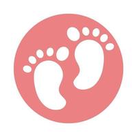 mothers day footprint baby decoration block style icon vector