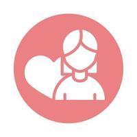 día de la madre retrato mujer corazón amor adorable bloque estilo icono vector