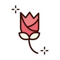 día de la madre flores decoración de tulipanes línea de celebración e icono de estilo de relleno vector