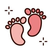 mothers day footprint baby decoration line and fill style icon vector