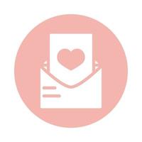 día de la madre sobre carta corazón amor sentimiento bloque estilo icono vector