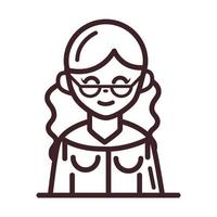 avatar mujer personaje femenino retrato dibujos animados línea estilo icono vector