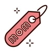 día de la madre etiqueta precio letras mamá celebración línea e icono de estilo de relleno vector