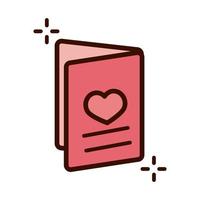 amor del corazón del día de la madre en la línea de diseño de tarjeta o folleto e icono de estilo de relleno vector