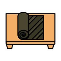 Sushi menú oriental algas nori en línea de tablero de madera e icono de estilo de relleno vector