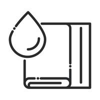 limpieza toalla doblada gota de agua lavandería higiene doméstica icono de estilo de línea vector
