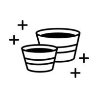 sushi oriental menu wasabi sauce in cups line style icon vector