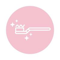 cleaning toothbrush with toothpaste hygiene oral hygiene block color style icon vector