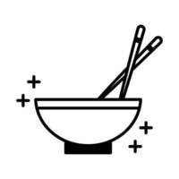 sushi oriental menu bowl and chopsticks utensils line style icon vector