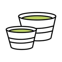 sushi oriental menu wasabi sauce in cups line and fill style icon vector