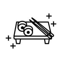 sushi menú oriental rollos palos en el icono de estilo de línea de tablero vector