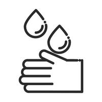 cleaning glove and water drops domestic hygiene line style icon vector