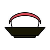 sushi oriental menu in bowl food line and fill style icon vector