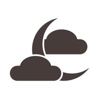 half moon clouds weather night silhouette style icon vector