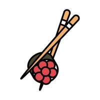 sushi oriental menu chopsticks with roll caviar food line and fill style icon vector