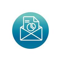 office envelope document report chart stationery supply block gradient style icon vector