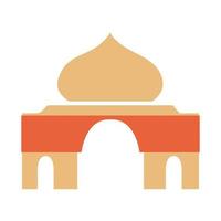 templo lugar sagrado ramadán árabe celebración islámica tono icono de color vector