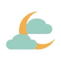 half moon clouds weather night tone color icon vector