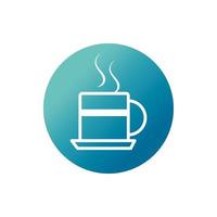 oficina taza de café caliente desayuno bloque icono de estilo degradado vector