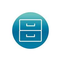 office cabinet drawer furniture supply block gradient style icon vector