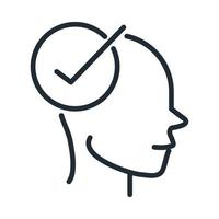 alzheimers disease neurological brain check mark line style icon vector