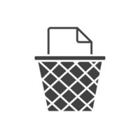 office trash can paper garbage supply silhouette on white background vector