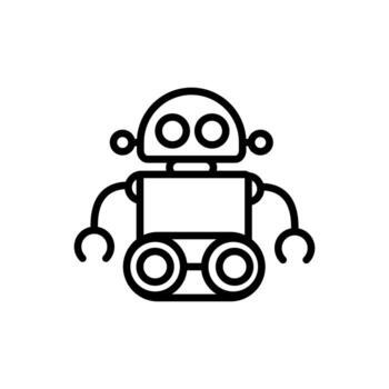robot with arms wheels technology character artificial machine linear design vector