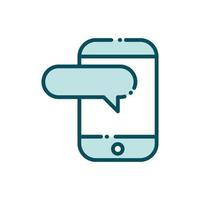 smartphone speech bubble social media line and fill vector