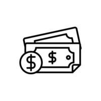 Diseño de línea de dinero en efectivo de negocios de moneda y billetes de banco vector