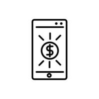 smartphone coin application bank business cash money line design vector
