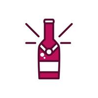 wine bottle festive celebration drink beverage icon line and filled vector