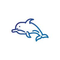 delfín animal vida marina línea gruesa azul vector