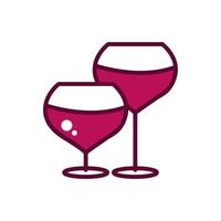 wine glasses celebration drink beverage icon line and filled vector