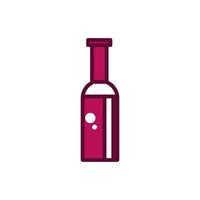 wine bottle liquor celebration drink beverage icon line and filled vector