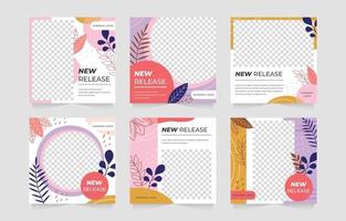 Abstract Floral Social Media Template vector