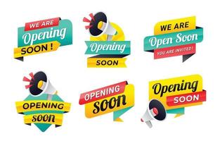 Colourful Opening Soon Banner Sticker vector