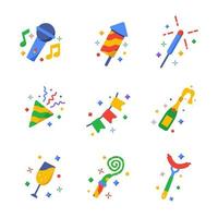 Colorful Firework Festivity Icon Set vector