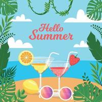 Hello Summer Cocktail Background vector