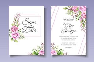 Romantic Botanical Wedding Card Set vector