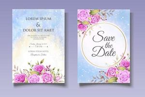 conjunto de tarjeta de boda botánica romántica vector