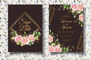 conjunto de tarjeta de boda botánica romántica vector