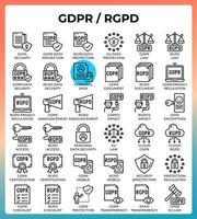 General data protection regulation GDPR or RGPD concept icons vector