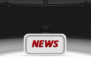 black and whwhite table and lcd background in a news studio room vector