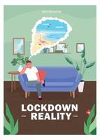 Lockdown new reality poster flat vector template